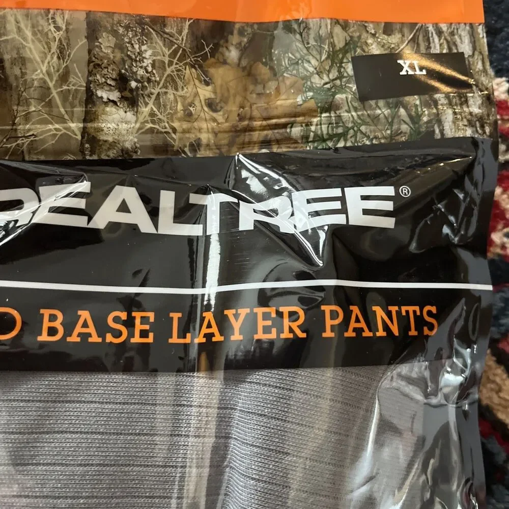 Men's Realtree Base Layer Fleeced Bottom  Size X-Large Gray